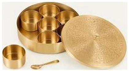 Brass spice box, etched, catalogue code BR-049