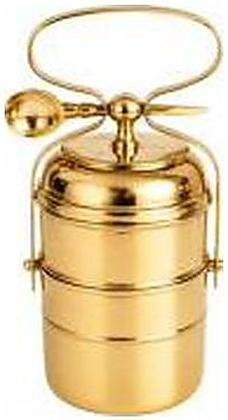 Brass tiffin box, 2 tier, plain, catalogue code BR-051
