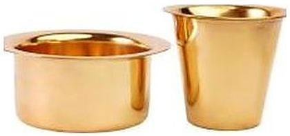 Brass coffee dabra set, tumbler and bowl, plain, catalogue code BR-030