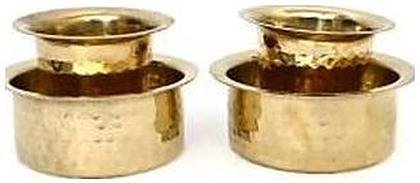 Brass coffee dabra set, tumbler and bowl, hammered, catalogue code BR-031