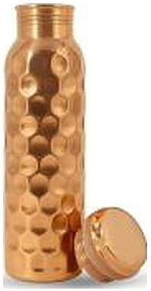 Diamond cut copper water bottle with cap, catalogue code CU-030