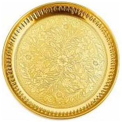 Embossed floral brass pooja thali, catalogue code BR-059