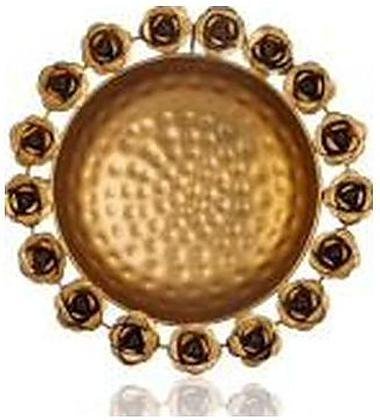 Hammered antique gold iron urli with a rose border, catalogue code IR-012